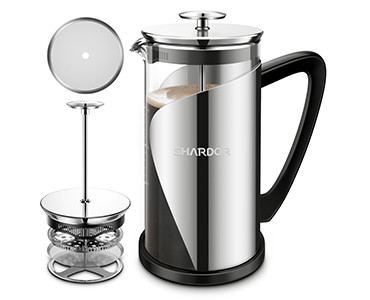 BPA मुक्त 34oz फ्रेंच प्रेस 4 परत फ़िल्टर 1000ML स्टेनलेस स्टील