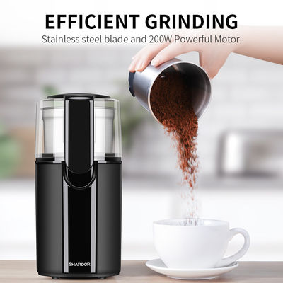 ब्लैक पावरफुल मोटर कस्टम कॉफी ग्राइंडर स्टेनलेस स्टील ब्लेड बीन्स नट स्पाइस